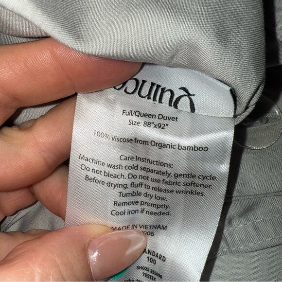 Quince Bamboo Duvet Cover Set Light Grey Size Full/Queen - Picture 9 of 9